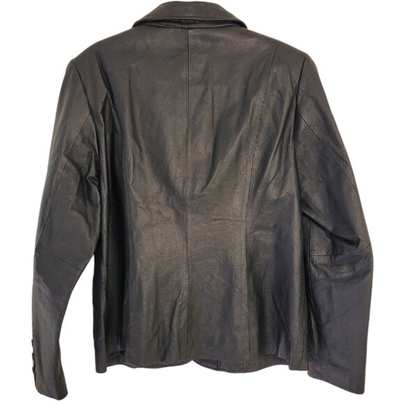 JohnPaulRichard Black Leather Blazer Like-New Women's Medium/size 10 - Picture 4 of 11